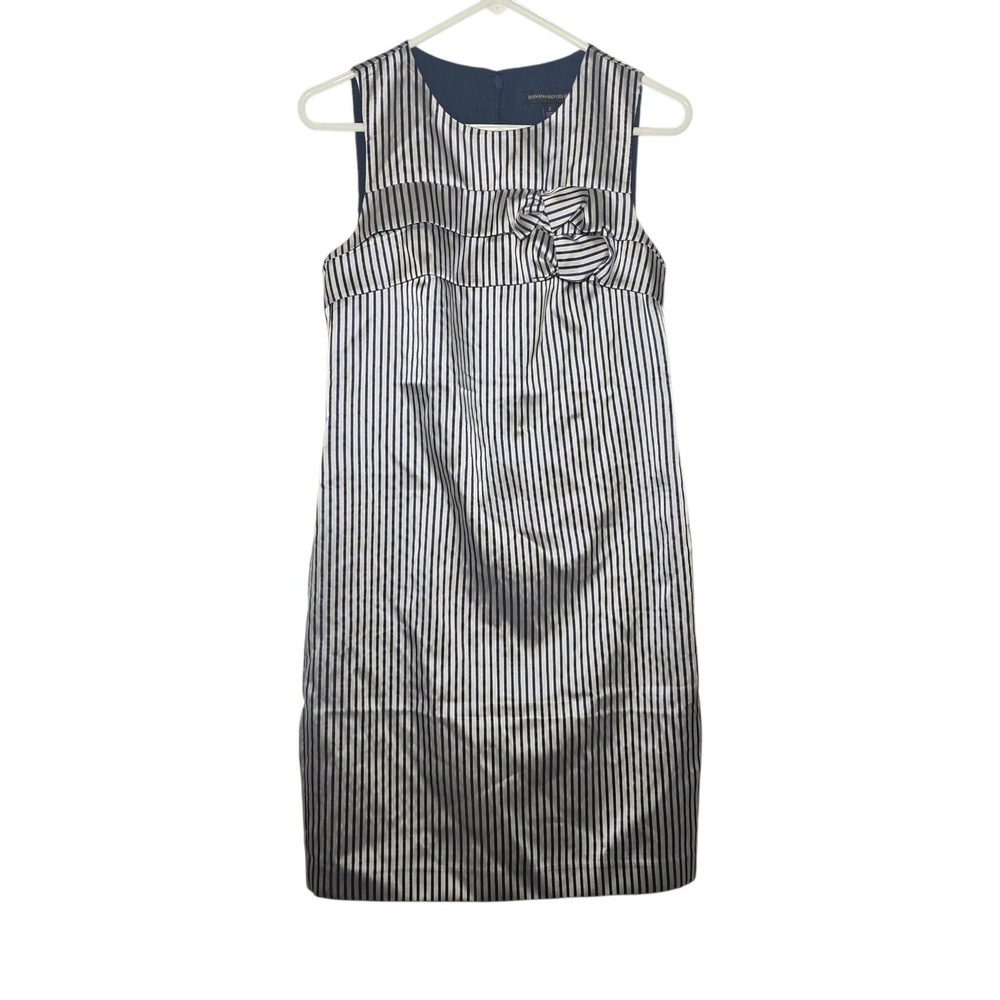 Banana‎ Republic Women's Size 2 Navy Silver Striped Sleeveless Shift Dress